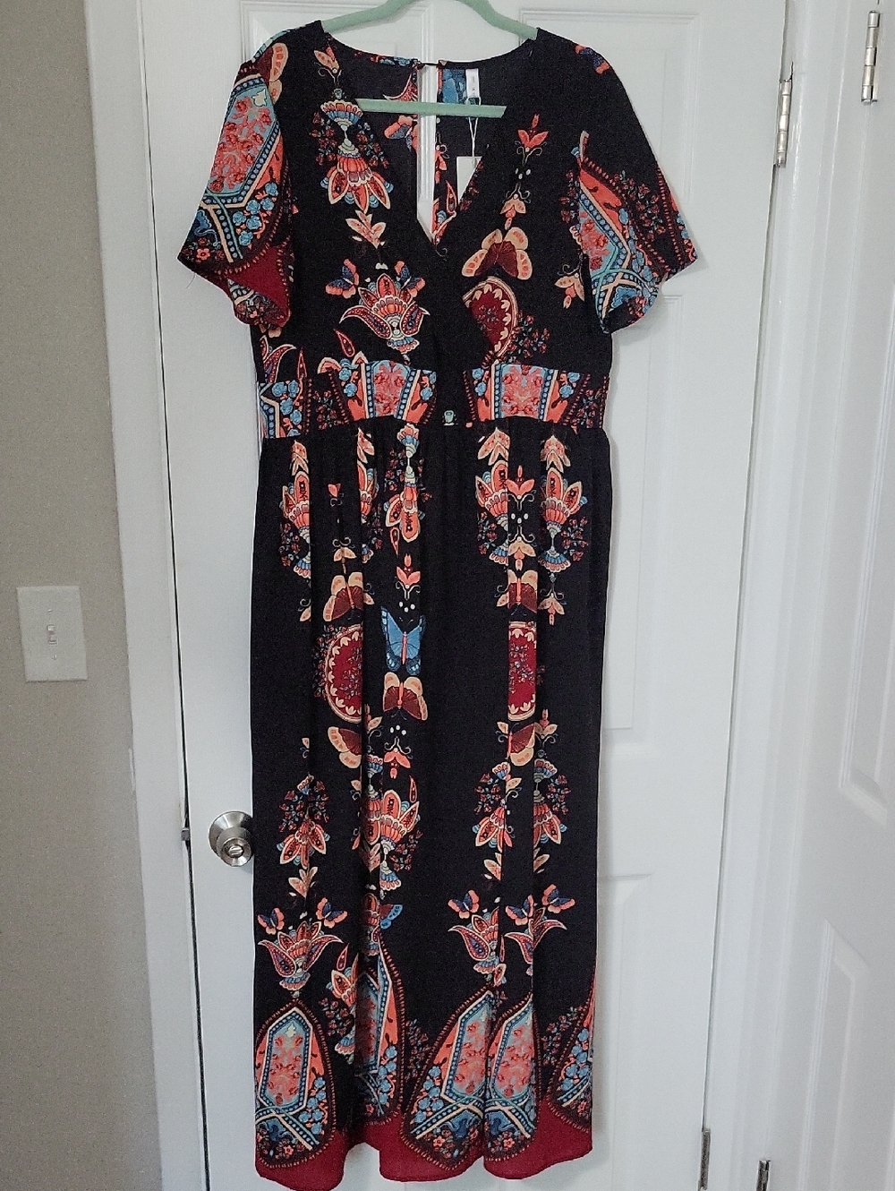Black Floral Print Maxi Dress
